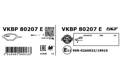 Brake Pad Set, disc brake VKBP 80207 E