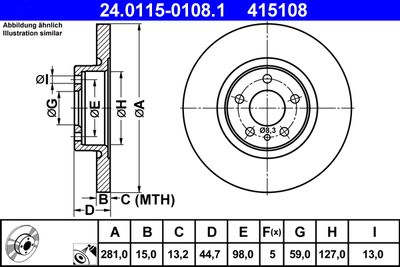 Тормозной диск ATE 24.0115-0108.1 для ALFA ROMEO 156