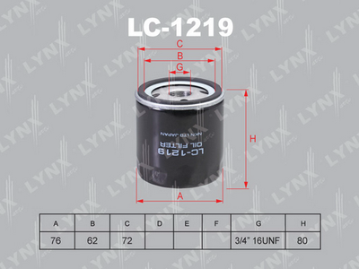 LYNXauto LC-1219 Масляный фильтр  для CHERY  (Чери Kимо)
