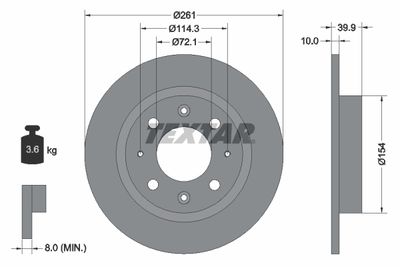 TEXTAR 92104300 Тормозные диски  для KIA CLARUS (Киа Кларус)