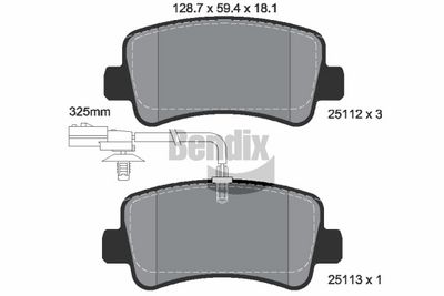 Sada brzdových destiček, kotoučová brzda BENDIX Braking BPD1026