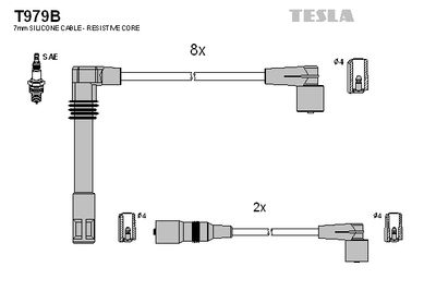 Комплект проводов зажигания TESLA T979B для AUDI V8