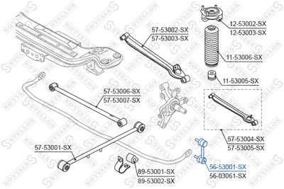 Тяга / стойка, стабилизатор STELLOX 56-53001-SX для KIA CLARUS