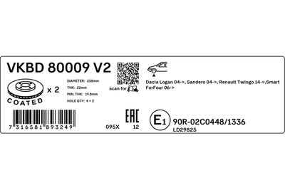 Brake Disc VKBD 80009 V2