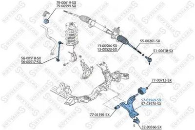 носач, окачване на колелата STELLOX 57-03969-SX