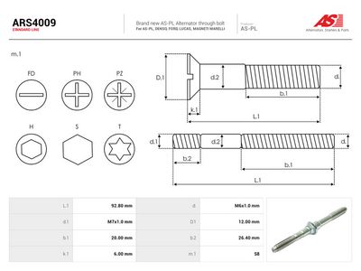 Sada na opravy, generátor AS-PL ARS4009