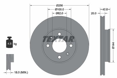 Тормозной диск TEXTAR 92295403 для KIA PICANTO