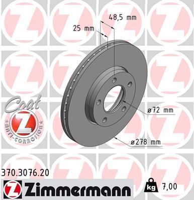 370.3076.20 ZIMMERMANN Тормозной диск