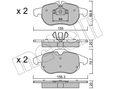 Комплект тормозных колодок, дисковый тормоз 22-0540-0