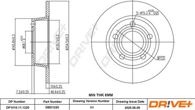 спирачен диск DR!VE+ DP1010.11.1220