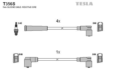 Комплект проводов зажигания TESLA T356S для LADA NOVA