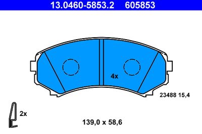 Комплект тормозных колодок, дисковый тормоз ATE 13.0460-5853.2 для MITSUBISHI GRANDIS