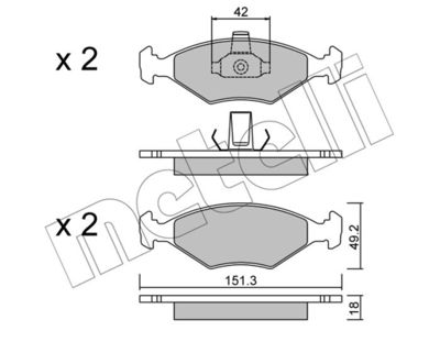 Комплект тормозных колодок, дисковый тормоз METELLI 22-0273-2 для FIAT ALBEA