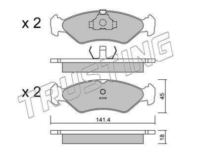 TRUSTING 075.0 Тормозные колодки и сигнализаторы для FORD FIESTA Автофургон / микроавтобус (F3L, F5L) 1.3