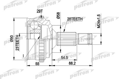 Шарнирный комплект, приводной вал PATRON PCV1263 для PEUGEOT 605
