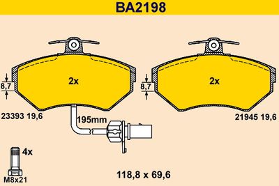 Sada brzdových destiček, kotoučová brzda BARUM BA2198