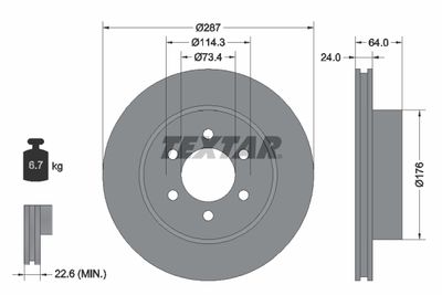 Тормозной диск TEXTAR 92333600 для DODGE DURANGO