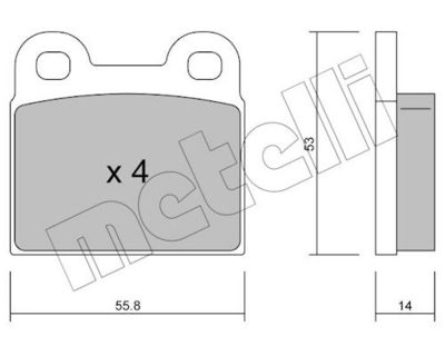 комплект спирачно феродо, дискови спирачки METELLI 22-0002-0