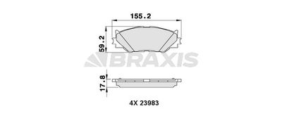 BRAXIS AA0282 Тормозные колодки и сигнализаторы  для LEXUS IS II (_E2_) 200d (ALE20_)