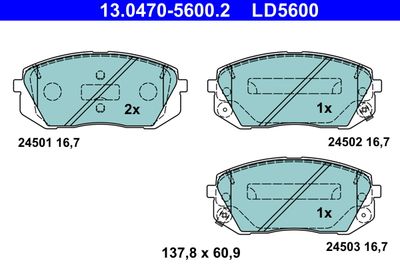 Комплект тормозных колодок, дисковый тормоз 13.0470-5600.2