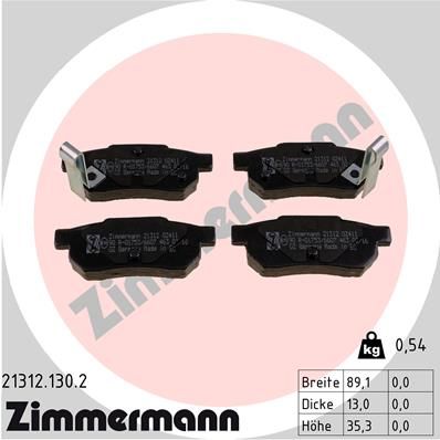 ZIMMERMANN 21312.130.2 Тормозные колодки и сигнализаторы  для MG  (Мджи Мджи)