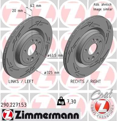 Тормозной диск ZIMMERMANN 290.2271.53 для JAGUAR I-PACE
