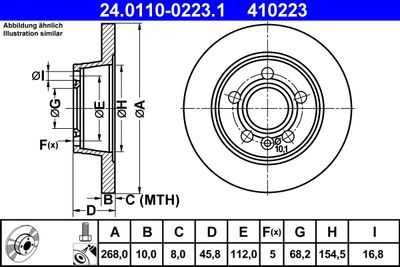 ATE 24.0110-0223.1 Тормозные диски  для FORD GALAXY (Форд Галаx)