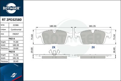 Brake pad set, disc brake
