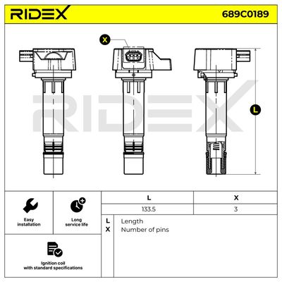 запалителна бобина RIDEX 689C0189