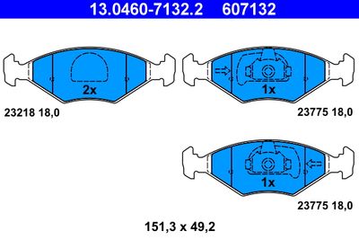 Комплект тормозных колодок, дисковый тормоз ATE 13.0460-7132.2 для FIAT ALBEA