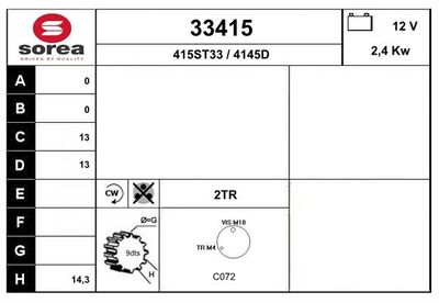 Стартер EAI 33415 для ALFA ROMEO ALFETTA