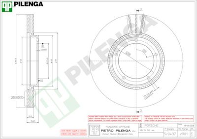 Тормозной диск PILENGA V901 для PORSCHE 914