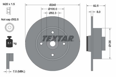 Тормозной диск TEXTAR 92154403 для RENAULT WIND