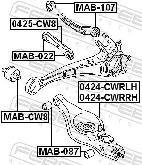 Control/Trailing Arm, wheel suspension 0424-CWRLH