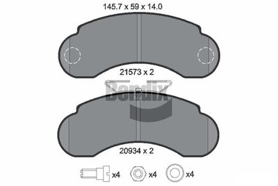 Комплект тормозных колодок, дисковый тормоз BENDIX Braking BPD1813 для SSANGYONG ISTANA