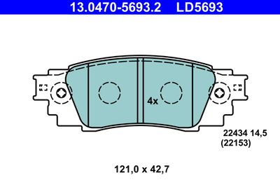 Комплект тормозных колодок, дисковый тормоз ATE 13.0470-5693.2 для TOYOTA C-HR