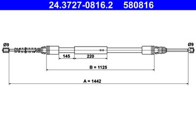Cable Pull, parking brake 24.3727-0816.2