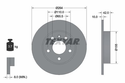 TEXTAR 92092103 Тормозные диски  для CHEVROLET  (Шевроле Вива)