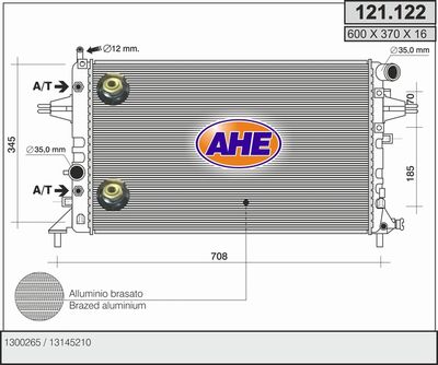 AHE 121.122 Радиатор охлаждения двигателя для OPEL ASTRA H универсал (A04)