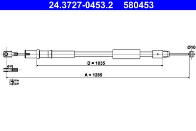 Тросик, cтояночный тормоз ATE 24.3727-0453.2 для MERCEDES-BENZ VITO
