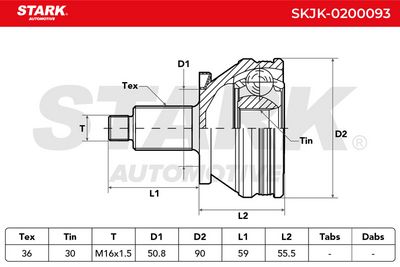 каре комплект, полуоска STARK SKJK-0200093