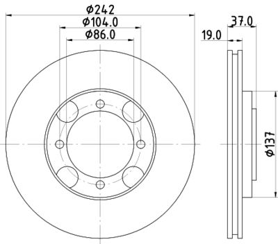 Тормозной диск MINTEX MDC813 для HYUNDAI LANTRA