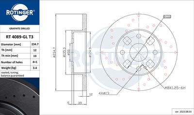 спирачен диск ROTINGER RT 4089-GL T3