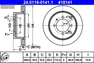 Тормозной диск ATE 24.0118-0141.1 для HYUNDAI SANTAMO
