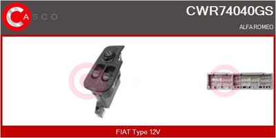 Выключатель, стеклолодъемник CASCO CWR74040GS для ALFA ROMEO 147