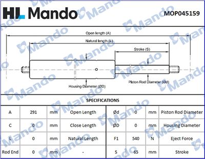 газов амортисьор, капак на двигателя MANDO MOP045159