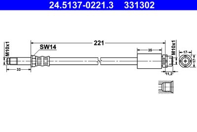 ATE 24.5137-0221.3 Тормозной шланг  для BMW X1 (Бмв X1)