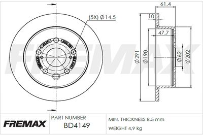 FREMAX BD-4149 Тормозные диски  для LEXUS IS II (_E2_) 250 AWD (GSE25_)