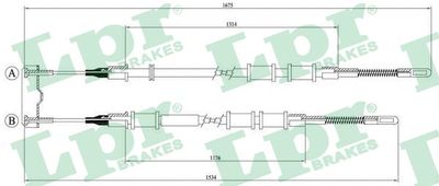 Тросик, cтояночный тормоз LPR C0559B для OPEL COMBO