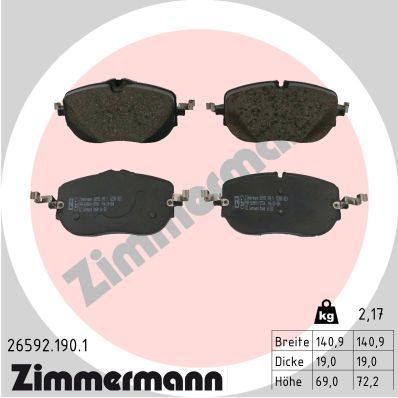 Zestaw klocków hamulcowych, hamulce tarczowe ZIMMERMANN 26592.190.1
